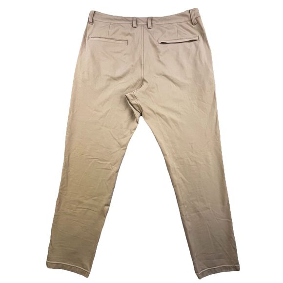 INTO THE AM Pants Mens 38x30 Tan Khaki Performance Tapered All Day Stretch - Picture 8 of 12